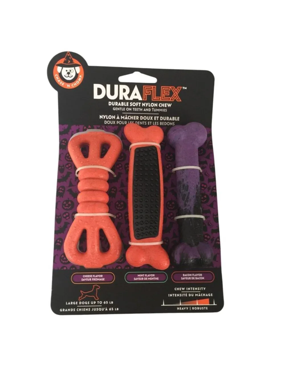 DURAFLEX 3 Piece Halloween Themed Flavored Durable Soft Nylon Chews